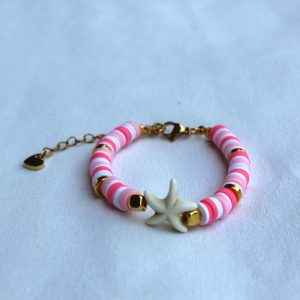 zeester armband roze/oranje/blauw