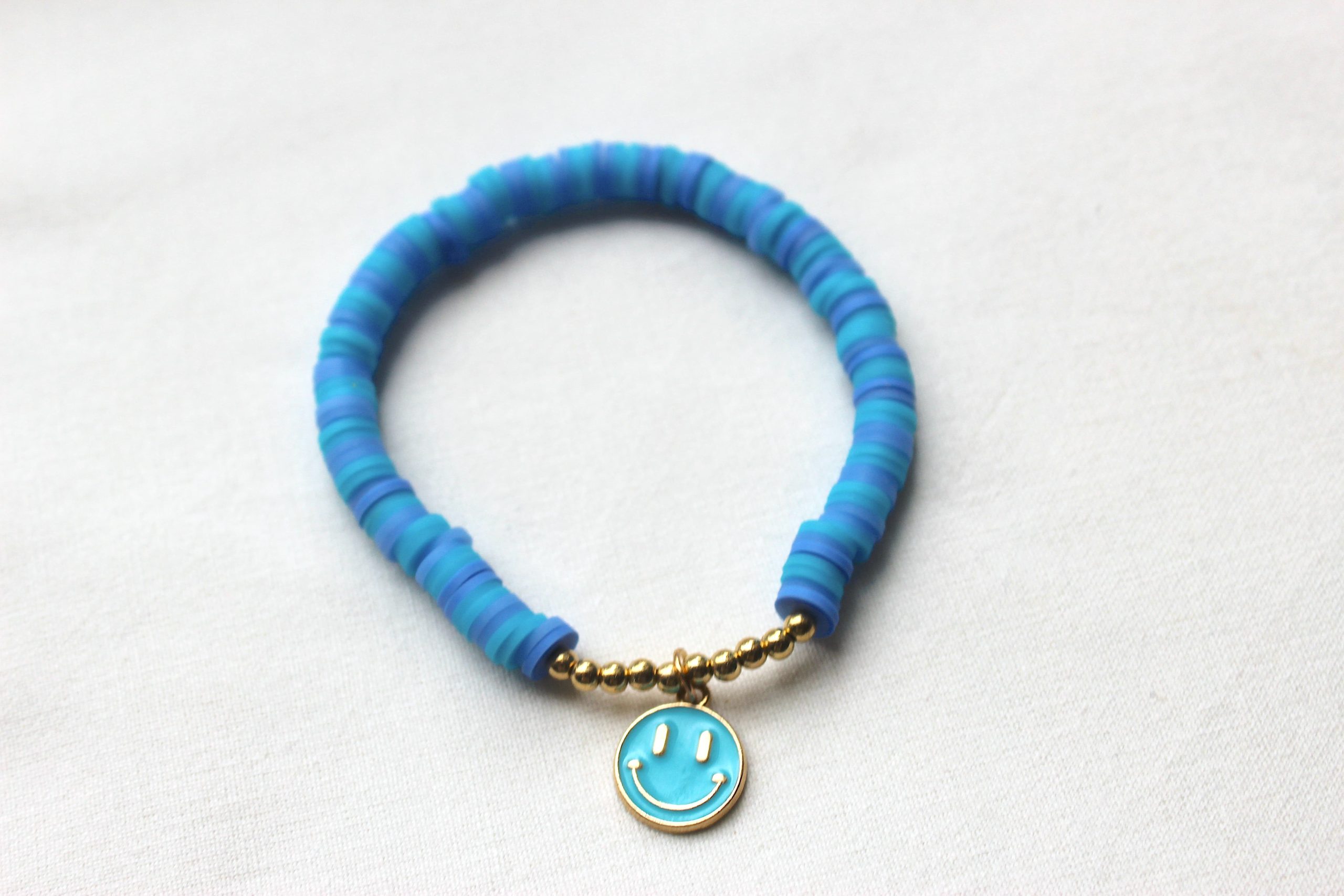 blauwe smiley armband - Afbeelding 2