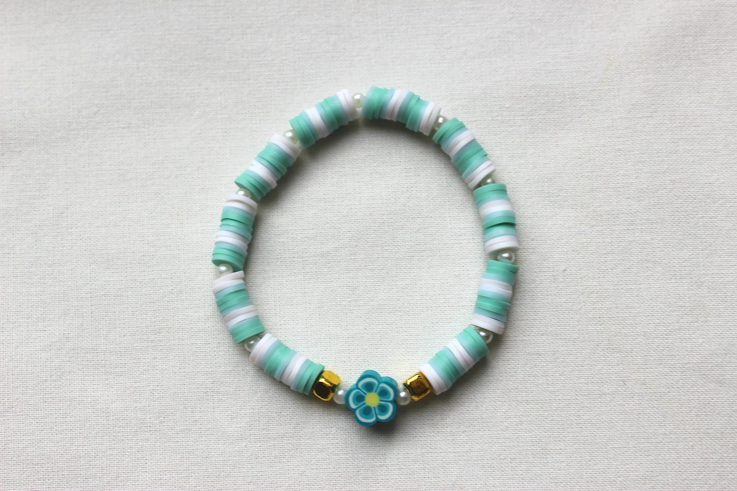 blauwe bloem armband - Afbeelding 2