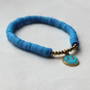 blauwe smiley armband