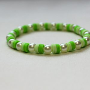 Groen-witte kralen armband