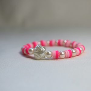 roze parel schelpen armband