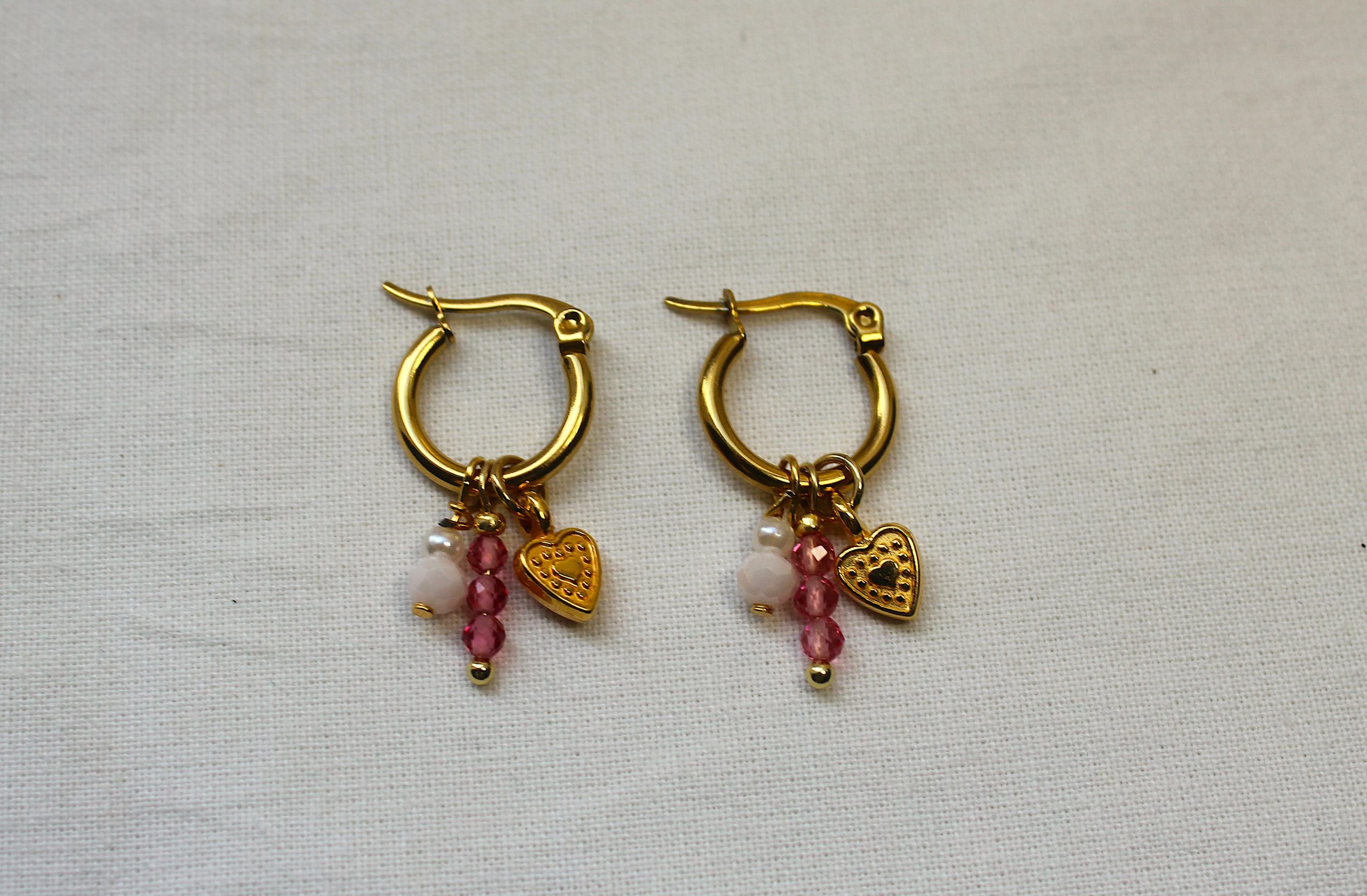 roze hartjes oorbellen - Afbeelding 2