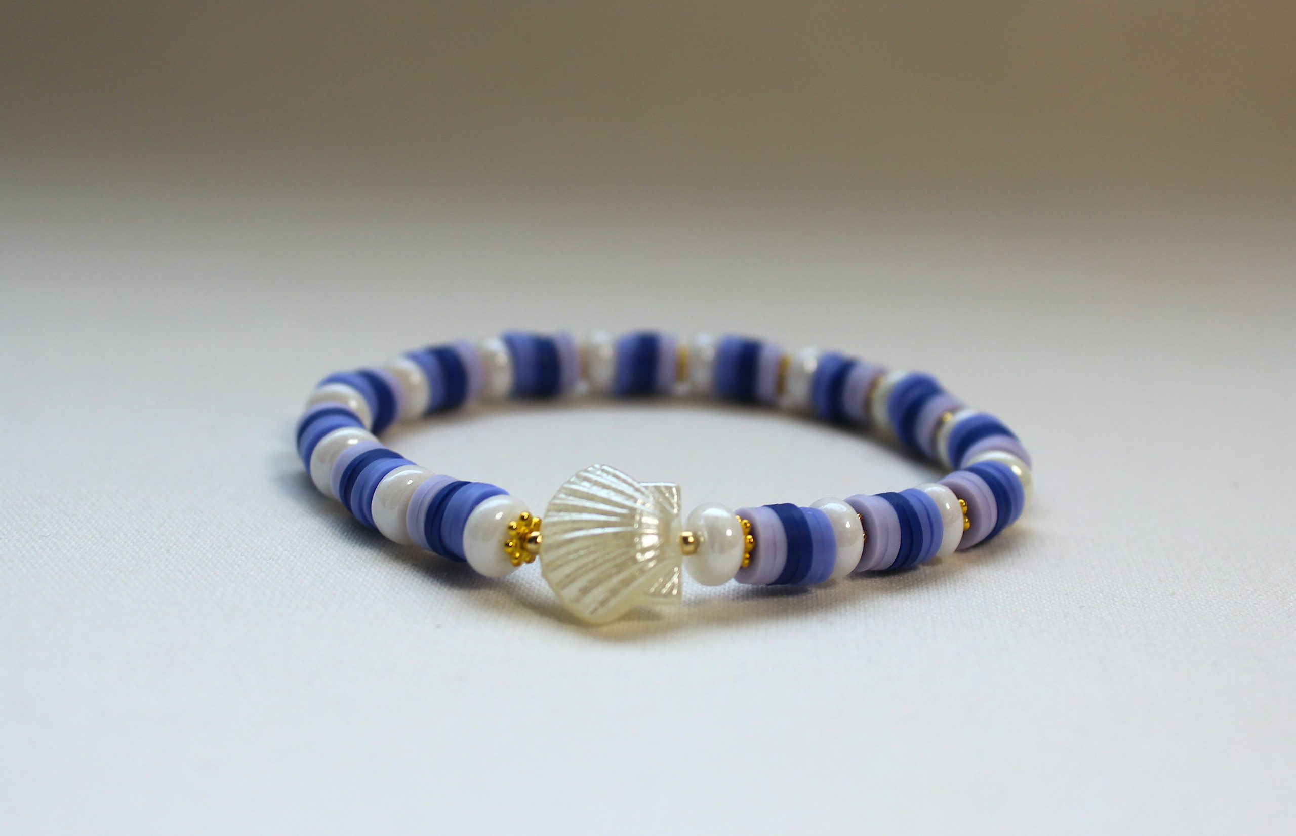 blauwe schelp armband