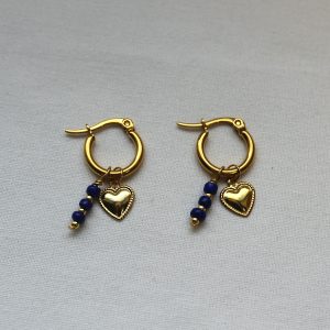 blauwe hartjes oorbellen